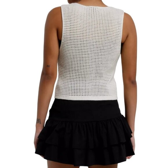 HELLO KITTY Patches Open Knit Sweater Vest BEIGE WHITE & RED size XL Hot Topic - Picture 7 of 10